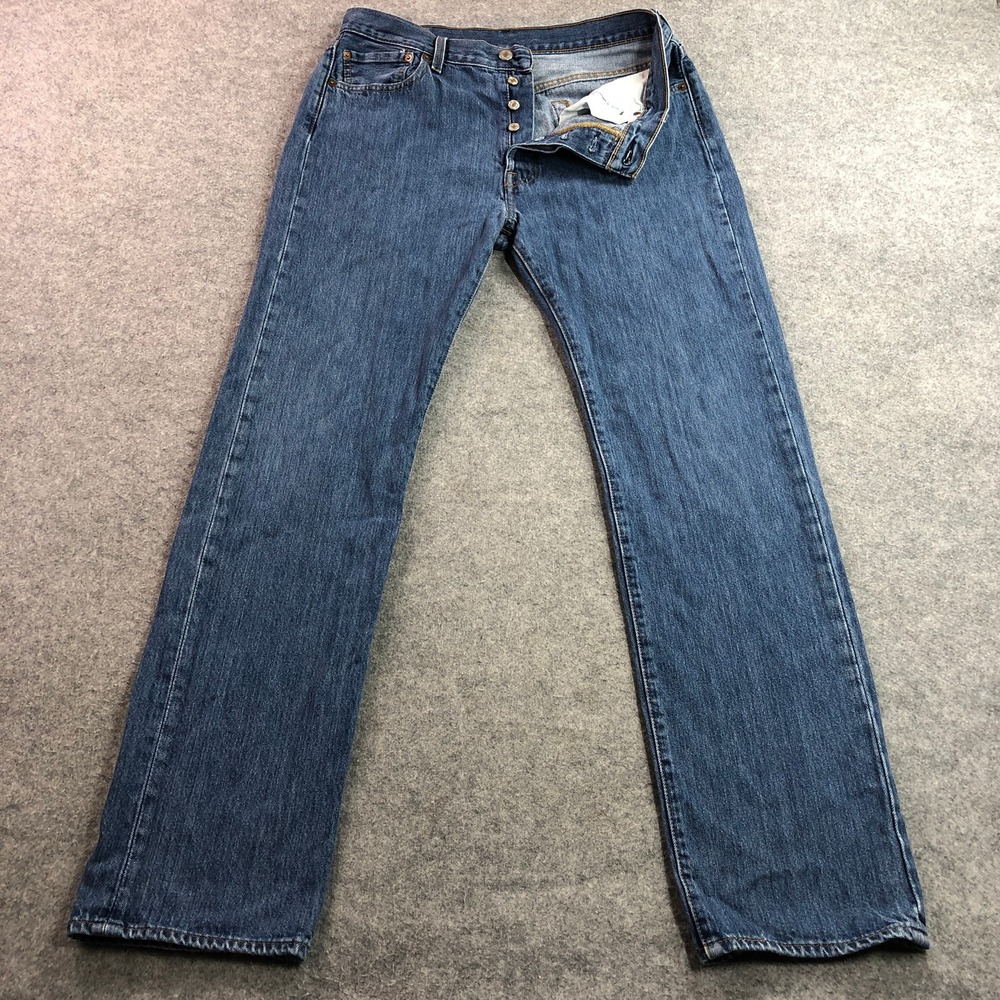 Levi's Mens 501 Original Jeans 34x34 Blue Medium Wash Button Fly Straight Leg